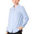 thumbnail image 2 of INSPIRE CHIC Women's Sweet Ruffle Peter Pan Collar Button Up Work Shirts, 2 of 6