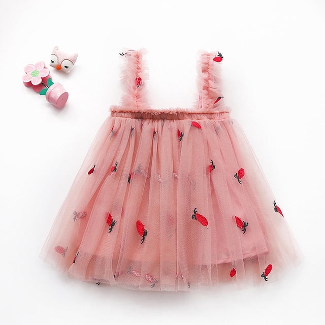 Birdeem Robe d'Été Adorable pour Bébé Filles Robe Douce Sans Manches à Bretelles Imprimé Fleurs Dentelle Robe d'Été
