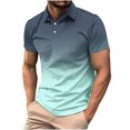 thumbnail image 2 of EOYWHK Button Up Shirts Men Business Casual Golf Shirts Gradient Color Muscle Shirts Short Sleeve Collar Work Blouse, 2 of 6