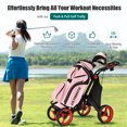 thumbnail image 3 of Goplus Folding 4 Wheels Golf Push Cart W/Bag Scoreboard Adjustable Handle Red, 3 of 10