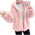 thumbnail image 2 of LSLJS Manteau Femme Mode Uni à Poches Veste Peluche Manches Longues à Revers, 2 of 9