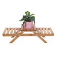 thumbnail image 3 of Potted Plant Shelf -Wooden Standing Foldable 2-layered Potted Plant Flower Shelf Storage Rack Garden, 3 of 7