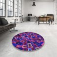 thumbnail image 4 of Ahgly Company Machine Washable Indoor Round Transitional Purple Area Rugs, 3' Round, 4 of 7