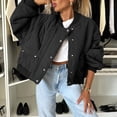 thumbnail image 2 of Tranfacy Winter Jackets for Women Winter Coats Women Solid Color Jacket Casual Mid-Length Button Zip Front Coat, 2 of 7