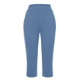 thumbnail image 4 of Bocqde Pantalon Capri pour Femmes Grande Taille Uni à Taille Élastique avec Poches, Pantalon Court d'Été Mode Décontractée Extensible, Capris pour Dames, 4 of 6
