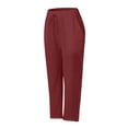 thumbnail image 4 of FcBaudy Full Length Pants Men's Casual Holiday Pocket Drawstring Solid Color Elastic Waist Cropped Pants Men Pants, 4 of 4