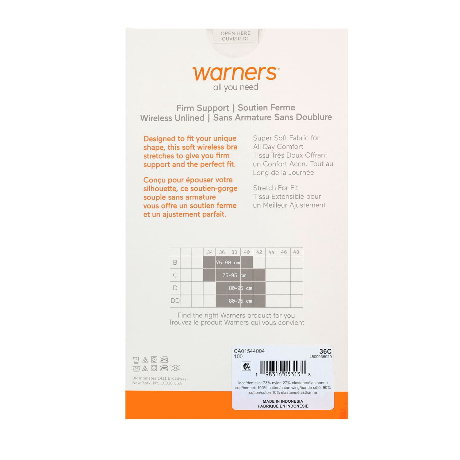 Warners Women's Soft Cotton Stretch Wireless Comfort Bra