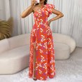 thumbnail image 1 of Ovzne Robes d'Été pour Femmes 2025 Robe pour Femme Mode Décontractée Col Incliné Dos Nu Jupe Longue à Volants Grande Taille Robe Maxi Robes Longues Liquidation, 1 of 7