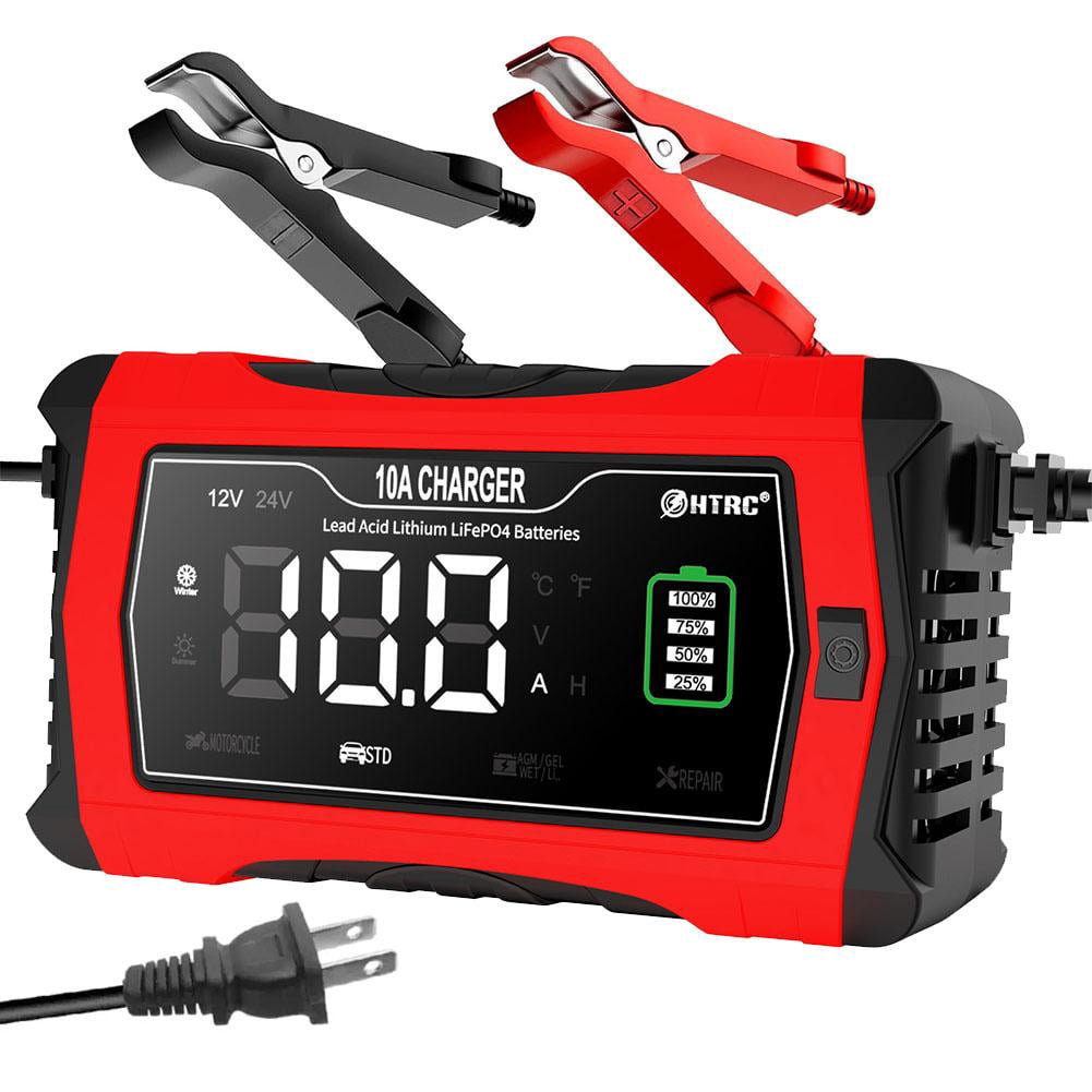 12V 24V 10A Car Smart Battery Charger For LiFePO4 Lead-Acid Lithium