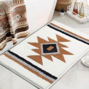 TANVILL Bathroom Rugs White Boho Bath Mat Non Slip, Soft Absorbent Washable Bath Rug Floor Mat for Bathroom Shower Tub Modern Decor, 20x32