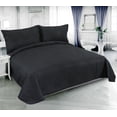 thumbnail image 1 of Marina Decoration Solid Embossed Pinsonic Coverlet Bedspread Bedding Ultra Soft Summer Quilt Set with Shams, Black Color, 1 of 6