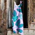 thumbnail image 2 of Pisexur Femmes Summer Casual Combinaisons Dressy Hawaii Print Sans Manches Rompers Spaghetti Sangle Réglable Short en Vrac Combinaison avec Poches, 2 of 5