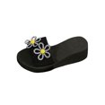 thumbnail image 1 of Pantoufles Jaunes pour Femmes à Talon Compensé, Bout Rond, Bout Ouvert, Fleur en Strass, Semelle Épaisse, Décontractées, Printemps Été, Extérieur Intérieur, Sandales à Enfiler pour Femmes, Usage Quotidien, Taille 37, 1 of 6