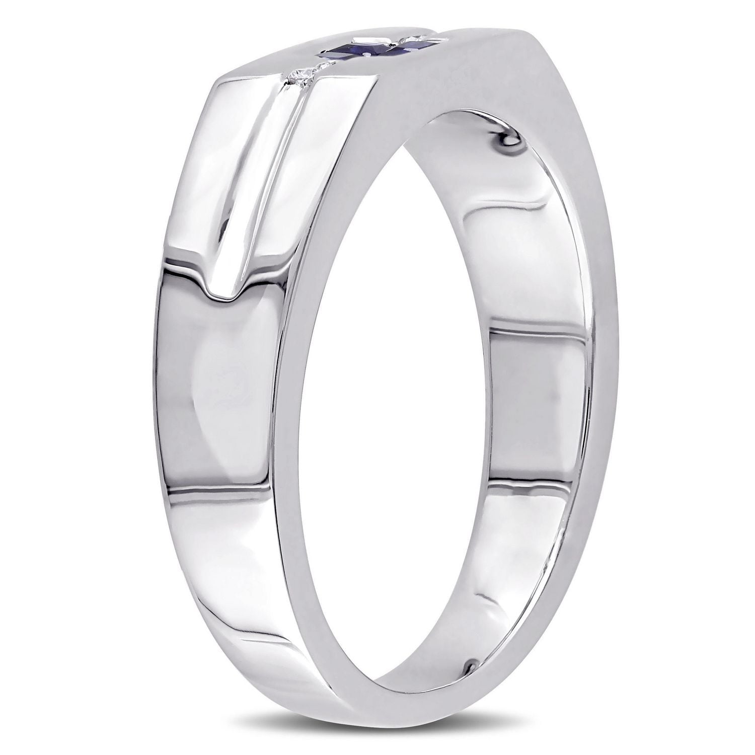 Tangelo 1/3 Carat T.G.W. Sapphire and Diamond Accent Sterling Silver Men's Ring