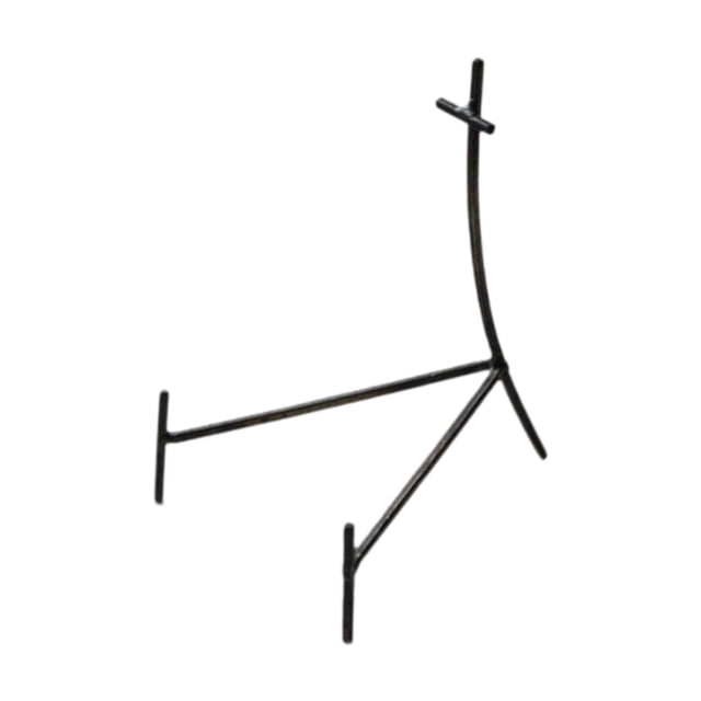 Tnarru Plate Display Stand Easel Stand Decorative Platters Bowl Stand Storage Rack Photo Display Stand Tabletop Shelf Stand for Desk, measuring 14x14.7x19cm. Made of durable black iron, this versatile stand is suitable for showcasing decorative plates, picture frames, artwork, or small boards. Its compact design fits well on shelves, tables, or desks, adding a touch of European simplicity to any decor.