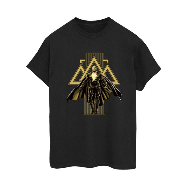 DC Comics T-Shirt Boyfriend en Coton Noir Adam Rising Symboles Dorés pour Femmes