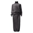 thumbnail image 3 of Womens 2 Piece Sweater Skirt Set - Polyester, Mock Neck, Long Sleeve - S-XXL, 3 of 4