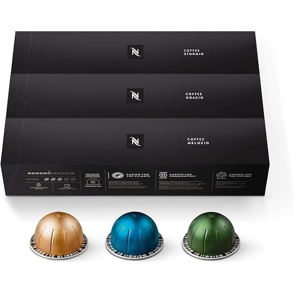 Nespresso Vertuo Capsules,-Café-Torréfaction-Moyenne-et-Foncée,-Trousse-Assortie,-Stormio,-Odacio,-Melozio,-30-Unités,-Infusions-7,77-Onces