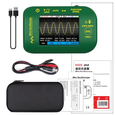 TFixol BDIDE-OT2 Portable Oscilloscope with 2.8" TFT Display, 10MHz Bandwidth, 48MSa/s Real-Time Sampling, Auto-Ranging, True RMS, Data Hold, and Auto Power-Off (Standard Configuration)