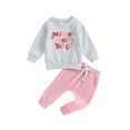 thumbnail image 1 of Faithtur Toddler Girls 2PCS Pants Sets Long Sleeve Letter Print Pullover Tops and Drawstring Pants Sets, 1 of 8