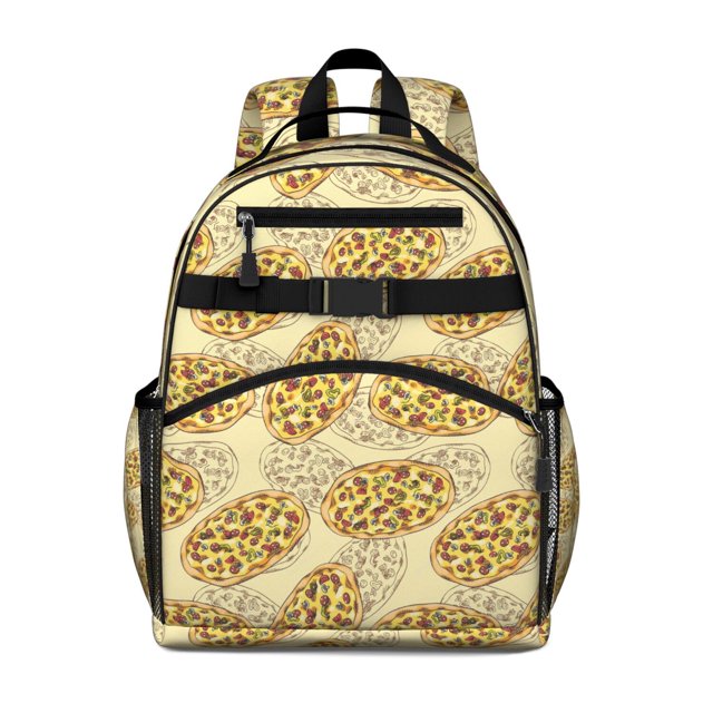 Delicious Pizza Party Student Backpack Featuring Italian Sauce and Extra Cheese Patterns Durable and School Backpack with Adjustable Straps and Padded Shoulders