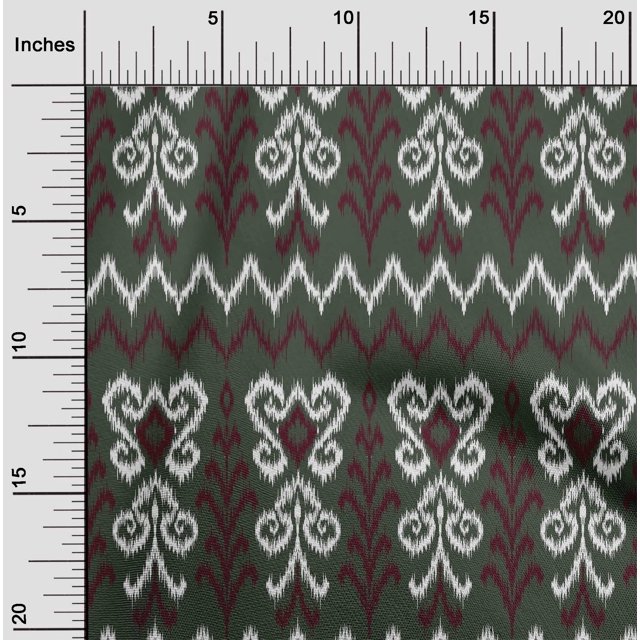 oneOone Cotton Poplin Fabric Chevron & Swirl Ikat Printed Craft Fabric BTY 42 Inch Wide