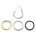 thumbnail image 1 of Luxe Modz Hinged Nose Rings Hoop Clicker Eyebrow Septum Piercing Jewelry Gold PVD, Silver, Black, 1 of 6