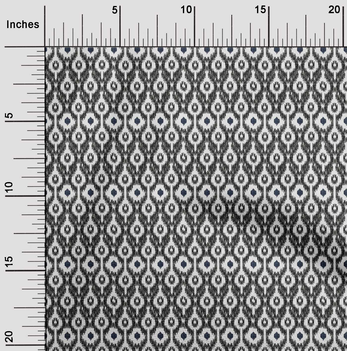 oneOone Tissu Popeline de Coton Imprimé Ikat Ogee au Mètre 56 Pouces de Large