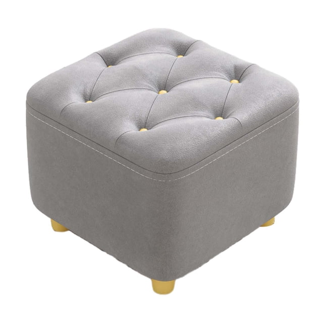 Ottoman Stool Mute Bottom Pads Stylish Foot Rest for Bedroom Entryway Office gray