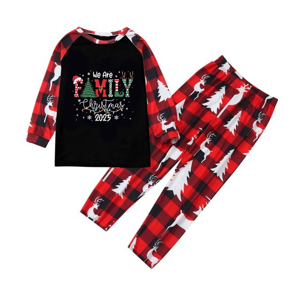 RXMEKW Christmas Pajama Set for Women Plaid Print Long Sleeve Two-Piece Homewear Matching Family PJs for Holiday Photos and Cozy Nights