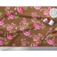 thumbnail image 3 of Soimoi Tissu Poly Georgette Feuilles, Roses et Pivoines Imprimés Floraux au Mètre 42 Pouces de Large, 3 of 3