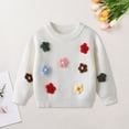 thumbnail image 2 of Splozh Newborn Boy Winter Sweaters Cute Handmade Flower Knitted Sweaters for Small and Medium Sized Children White,3-4 Years, 2 of 6