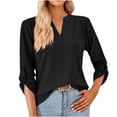 thumbnail image 1 of Hauts à Manches Longues pour Femmes Mode pour Femmes Uni Col en V T-Shirt Ample à Manches Longues Haut T-Shirt à Manches Longues pour Femmes T-Shirts à Manches Longues pour Femmes T-Shirts Longs pour Femmes Hauts à Manches Longues pour Femmes, 1 of 9