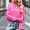 thumbnail image 2 of Timegard Women's Sweaters Cropped 2024 Fall Winter Sweater Long Sleeve Pullover Side Slit Knit Tops, 2 of 4