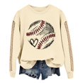 thumbnail image 2 of IMENGL Spring baseball print crew neck hooded sweatshirt long, Beige L, Size M-2XL, 2 of 4