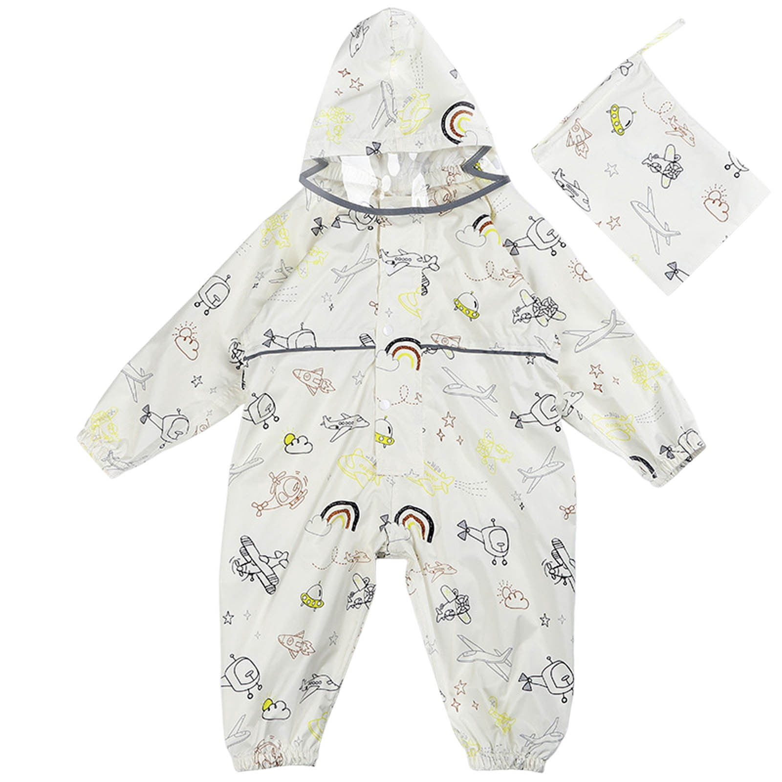 Girls Waterproof Hooded Coats Waterproof Kid Rainsuit Poncho One Piece Reusable Outdoor Rainwear Clothes