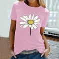 thumbnail image 2 of KIHOUT Nouveau Haut de Mode d'Été pour Femmes 2025, T-Shirt à Manches Courtes à Col Rond Décontracté à Imprimé Floral Rose TG, 2 of 5
