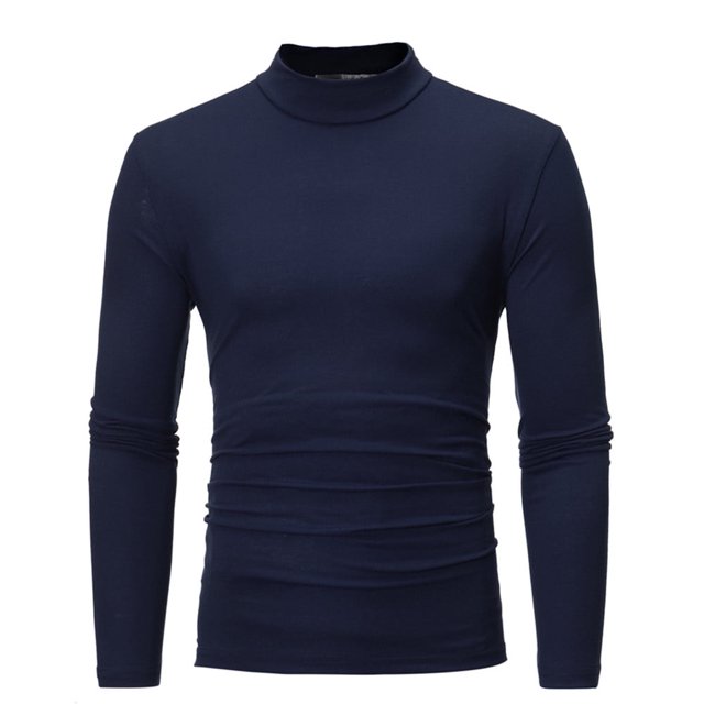 T-shirt à Manches Longues Col Roulé Couleur Unie Automne Hiver pour Hommes
