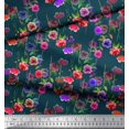 thumbnail image 2 of Soimoi Tissu en Velours Feuilles & Roses Imprimé Floral 1 Yard 58 Pouces de Large, 2 of 3