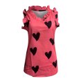 thumbnail image 4 of Pompotops Mode Femmes Casual Amour Impression Sans Manches Plissée Gilet Tops, 4 of 6