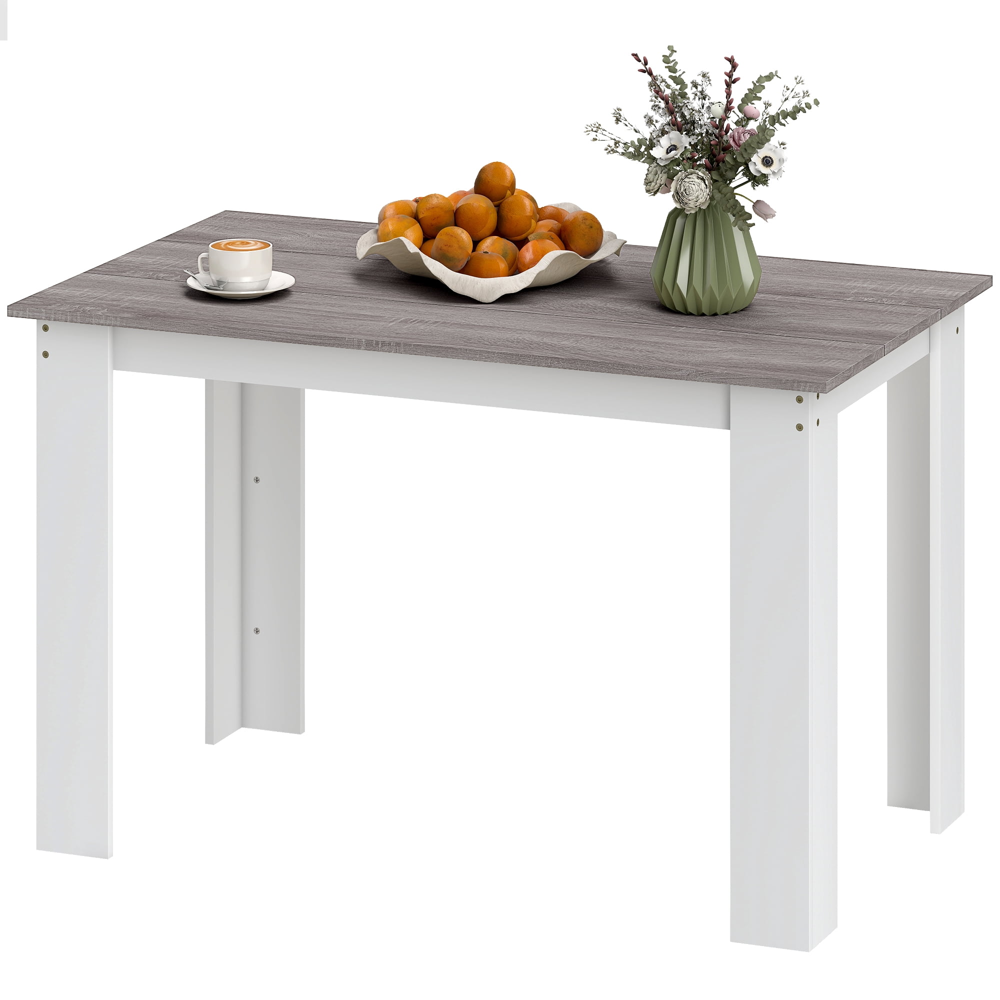 CoSoTower Kitchen Table for 4-6 People, Dining Table with Wood Effect for Dining Room, Grey