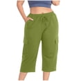 thumbnail image 3 of Wlynlyn Plus Size Capri Pants for Women Drawstring High Waisted Sweatpants Straight Leg Summer Cropped Trousers Size XL, 3 of 7