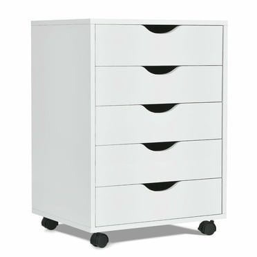 Gymax Classeur Latéral avec Roulettes Commode à 5 Tiroirs Commode Moderne
