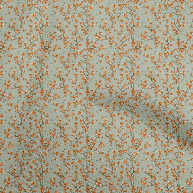 oneOone Polyester Spandex Orange Fabric Floral Sewing Craft Projects Fabric Prints By Yard 56 Inch Wide