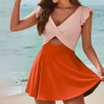 thumbnail image 1 of UPPADA 2 Piece Sets Swimsuit for Women Floral Printed Modest Two Piece Bathing Suits Tankini Cute Ruffle Tops with Skirts Loose Fit Tankini with Shorts Clearance,Orange,S, 1 of 7