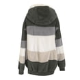 thumbnail image 5 of FAIWAD Women's Full Zip Fuzzy Fleece Hooded Coat Color Block Drawstring Fall Winter Warm Coat with Pockets, 5 of 5