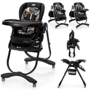 Costway High Chair for Babies & Toddlers with Rolling Wheels Adjustable Height Footrest Black
