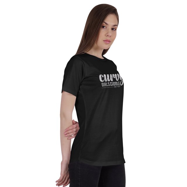 Inkmeso Womens Quote Top Curvy Girls Cuddle Better Graphic Print Tee T-Shirt