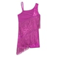 thumbnail image 4 of Ocealan Robe de Danse Latine pour Filles Sequins Jazz Moderne Fête d'Anniversaire Jupe à Franges Justaucorps Rose Vif 14, 4 of 5
