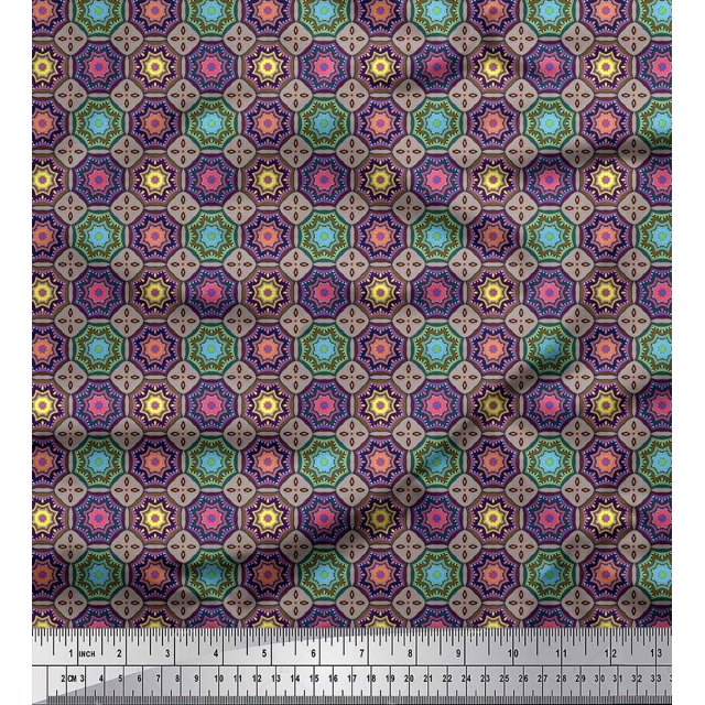 Soimoi Poly Georgette Fabric Floral Mandala Print Fabric by The Yard 42 Inch Wide